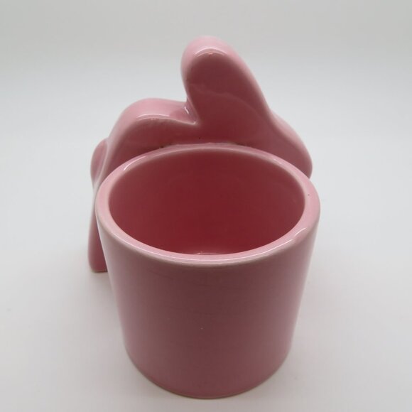 Ceramic Pink Bunny Rabbit Cotton Tail Planter Vase Tiny Small Size Garden Charm - Picture 6 of 10
